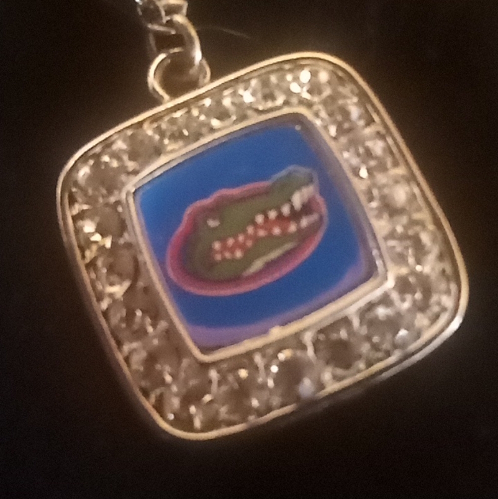 Silver and Blue Alligator Pendant